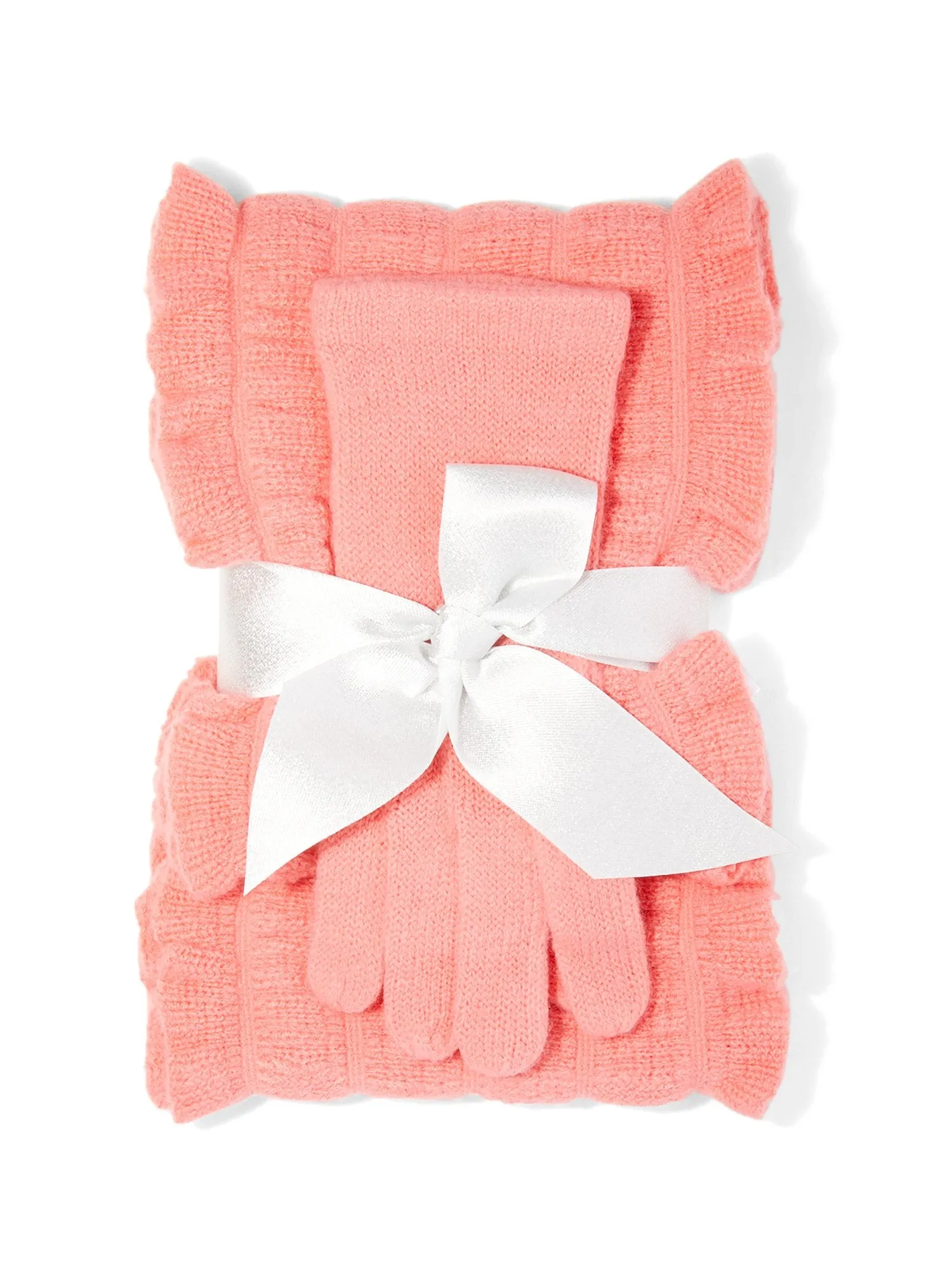 2-Piece Ruffle Scarf & Gloves Set