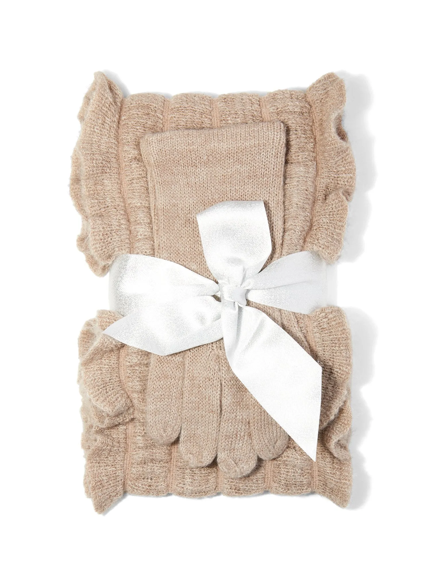 2-Piece Ruffle Scarf & Gloves Set