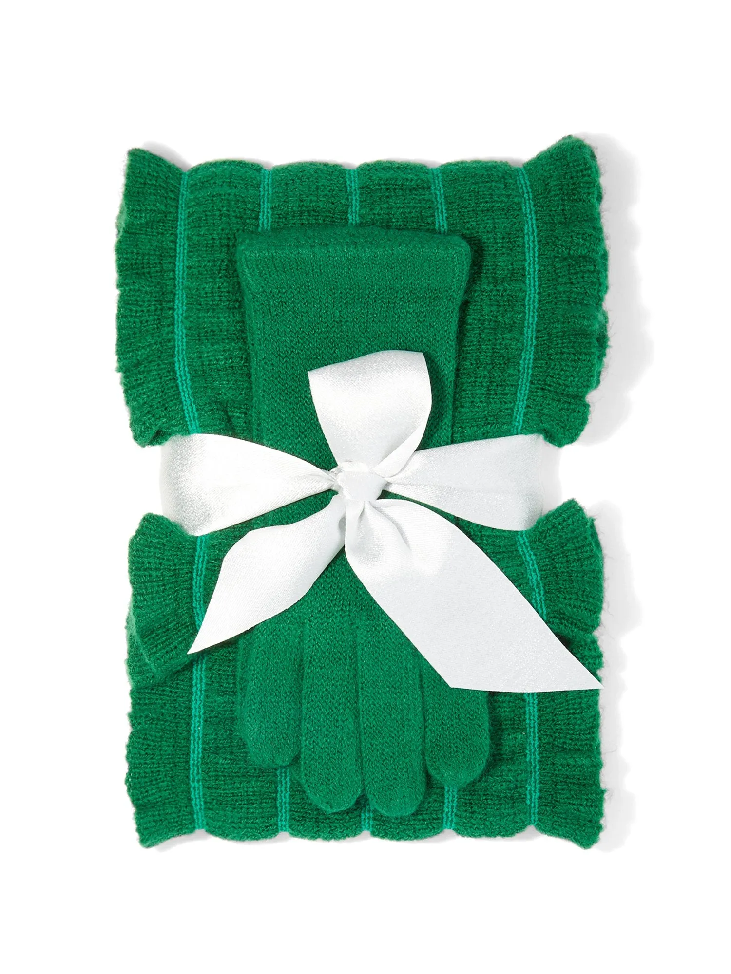 2-Piece Ruffle Scarf & Gloves Set
