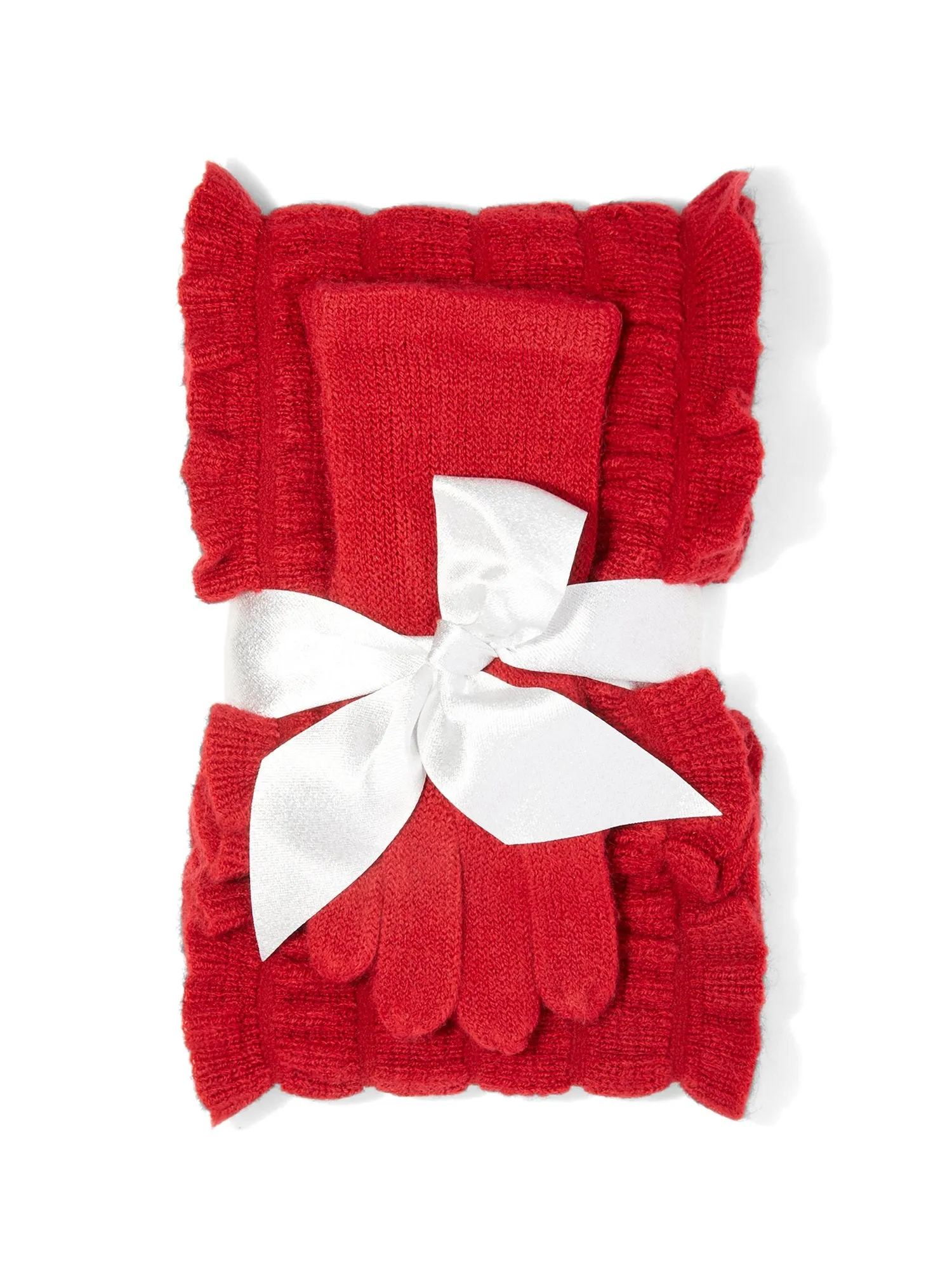 2-Piece Ruffle Scarf & Gloves Set