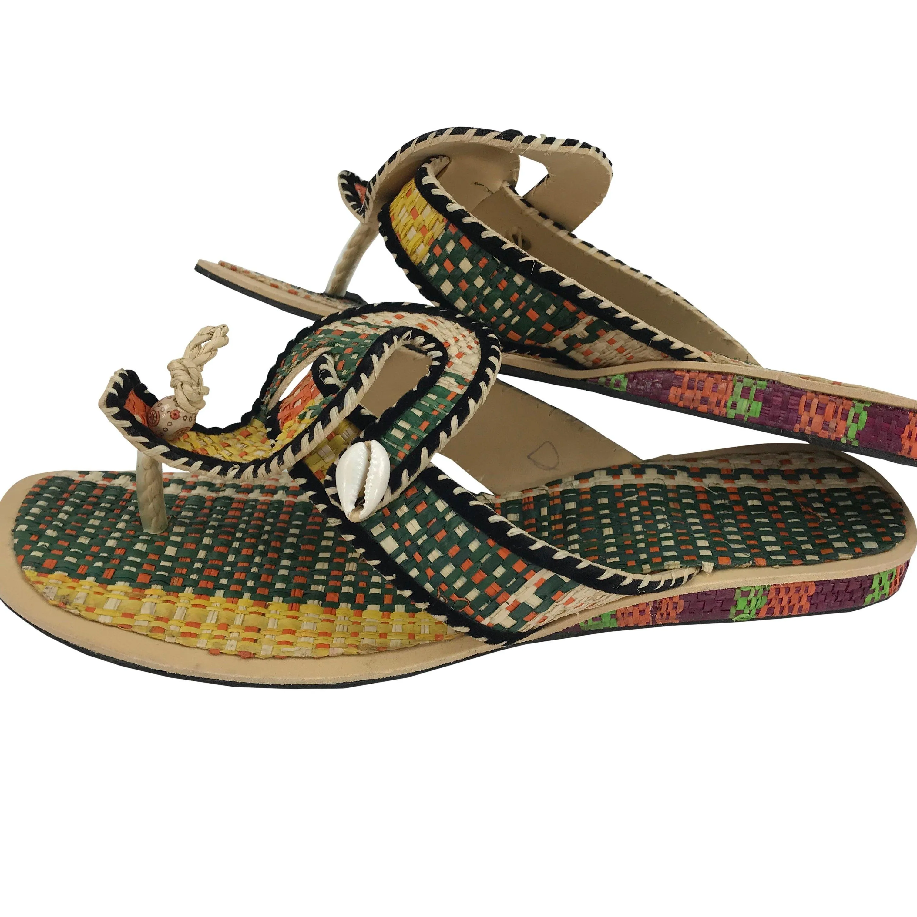 African Raffia Fibers Women's Sandals Size: 8.5