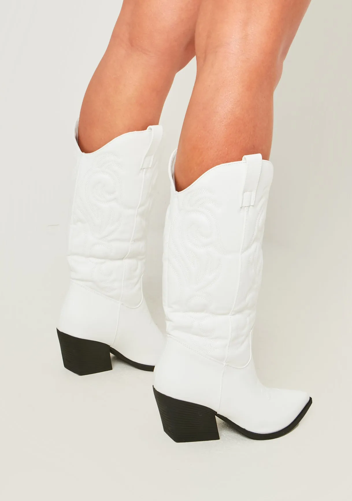 Carmella White Cowboy Boots