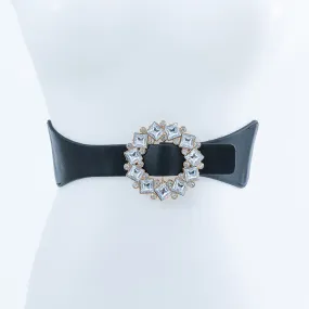 CLEAR STONE FLOWER BUCKLE FASHION BELT