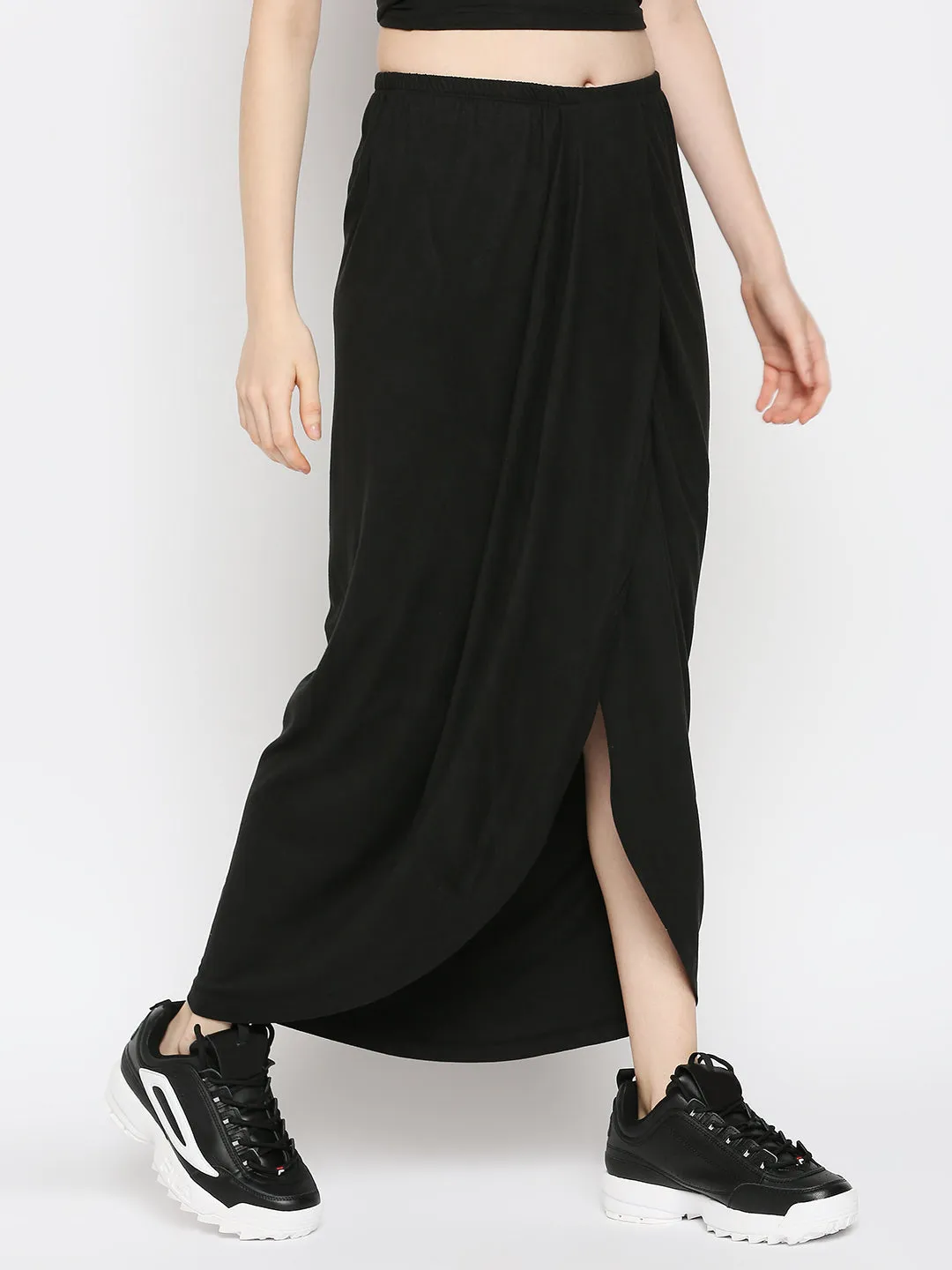 Disrupt Women Black Draped Skirt