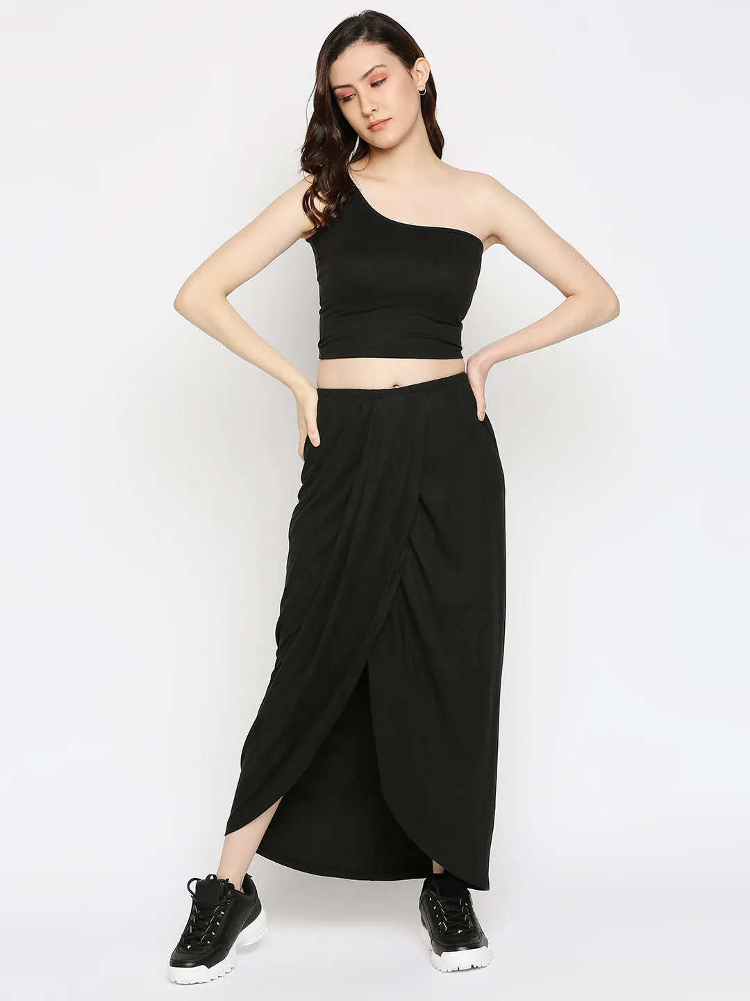 Disrupt Women Black Draped Skirt
