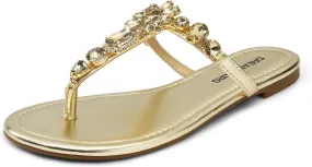 DREAM PAIRS Flip Flops for Women Dressy Rhinestone T-Strap Thong Sandals for Summers Dress Beach