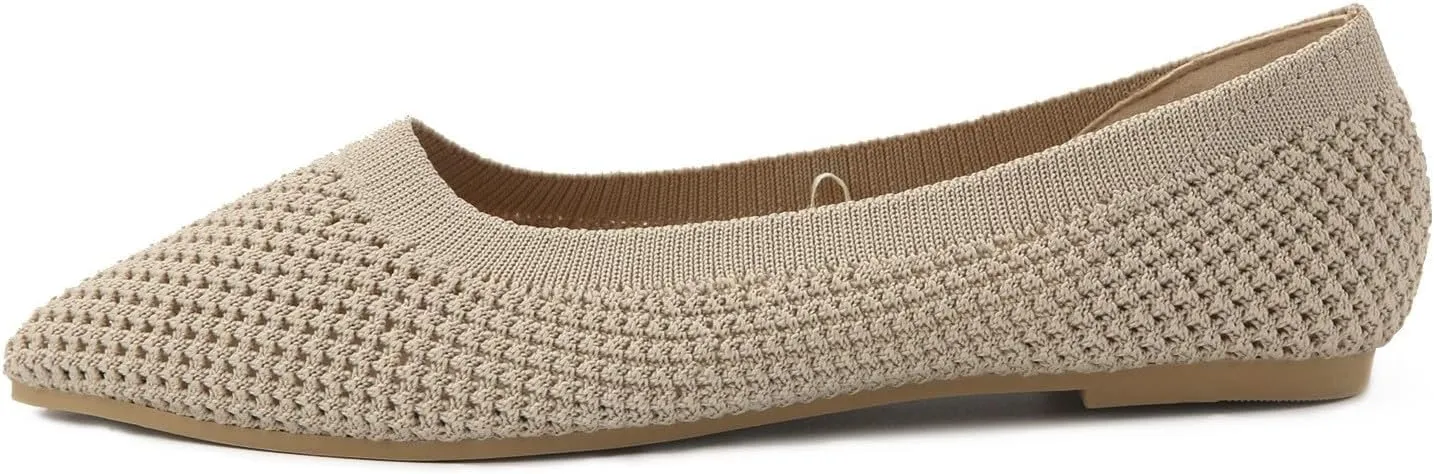 Elegant Pointed Toe Flat Shoes for Women Breathable Mesh Knit Ballet Flats Women's Soft Walking Driving Shoes