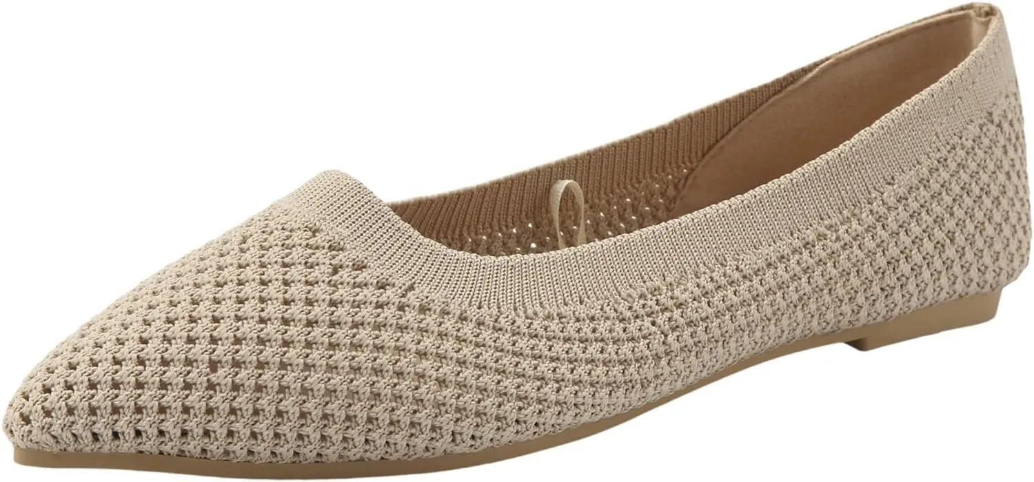 Elegant Pointed Toe Flat Shoes for Women Breathable Mesh Knit Ballet Flats Women's Soft Walking Driving Shoes