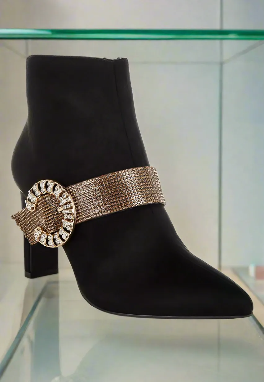 EM Rhinestones Strap Boots