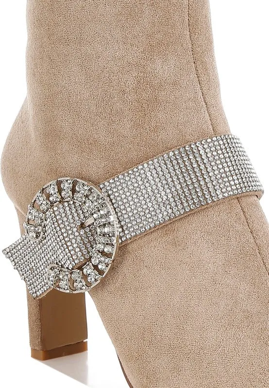 EM Rhinestones Strap Boots