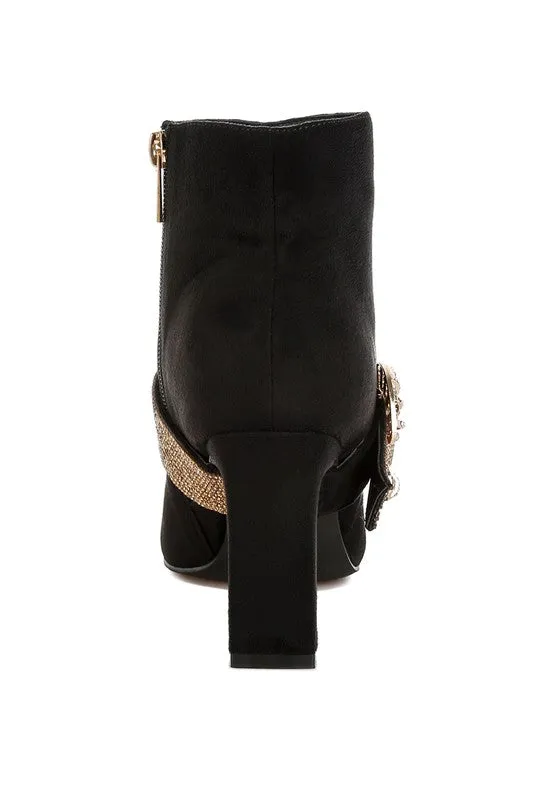 EM Rhinestones Strap Boots
