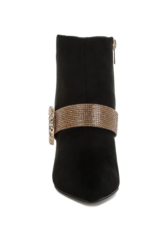 EM Rhinestones Strap Boots