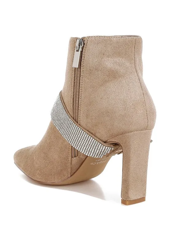 EM Rhinestones Strap Boots