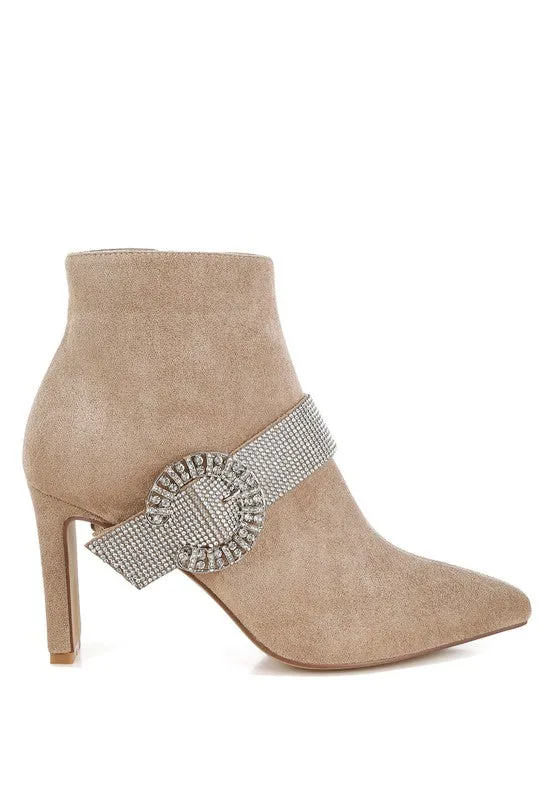 EM Rhinestones Strap Boots