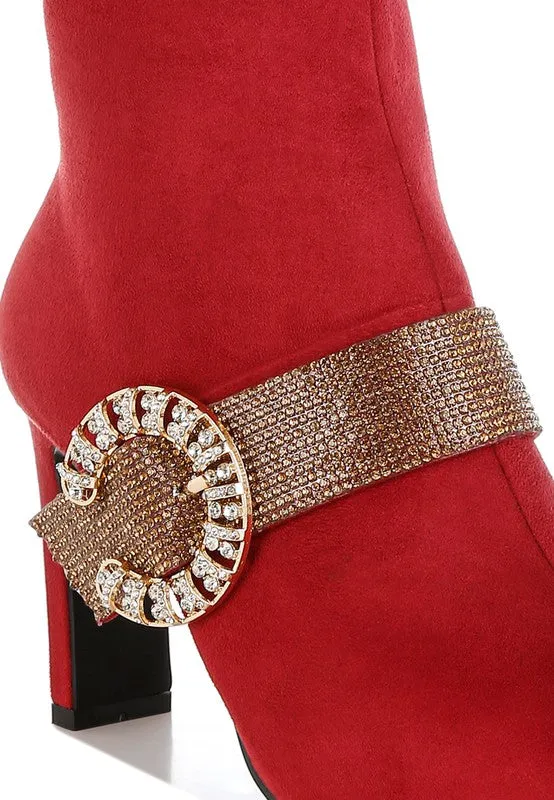EM Rhinestones Strap Boots