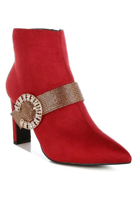 EM Rhinestones Strap Boots