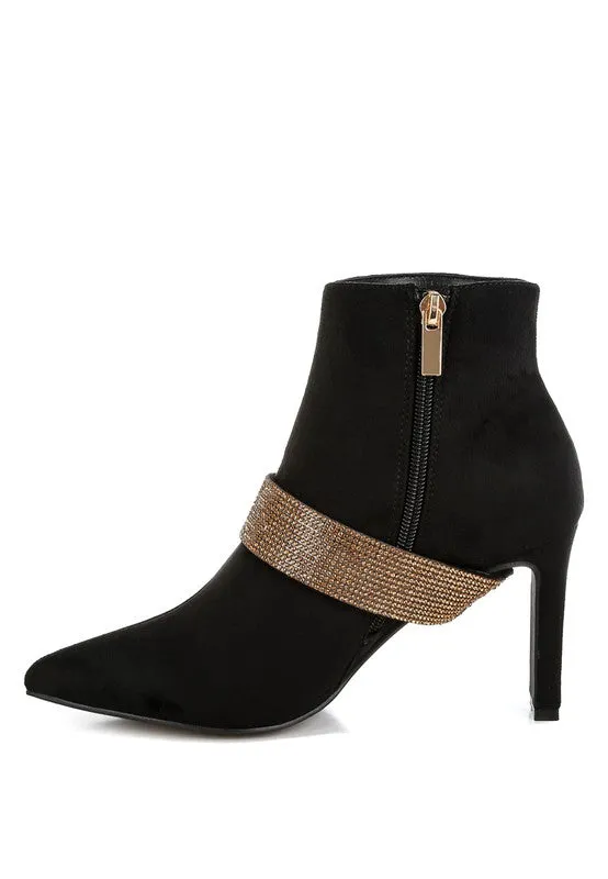 EM Rhinestones Strap Boots