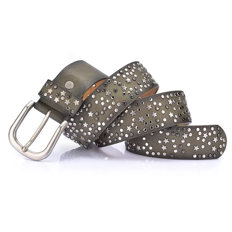 Fashion ladies riveted belt wide belt pants belt