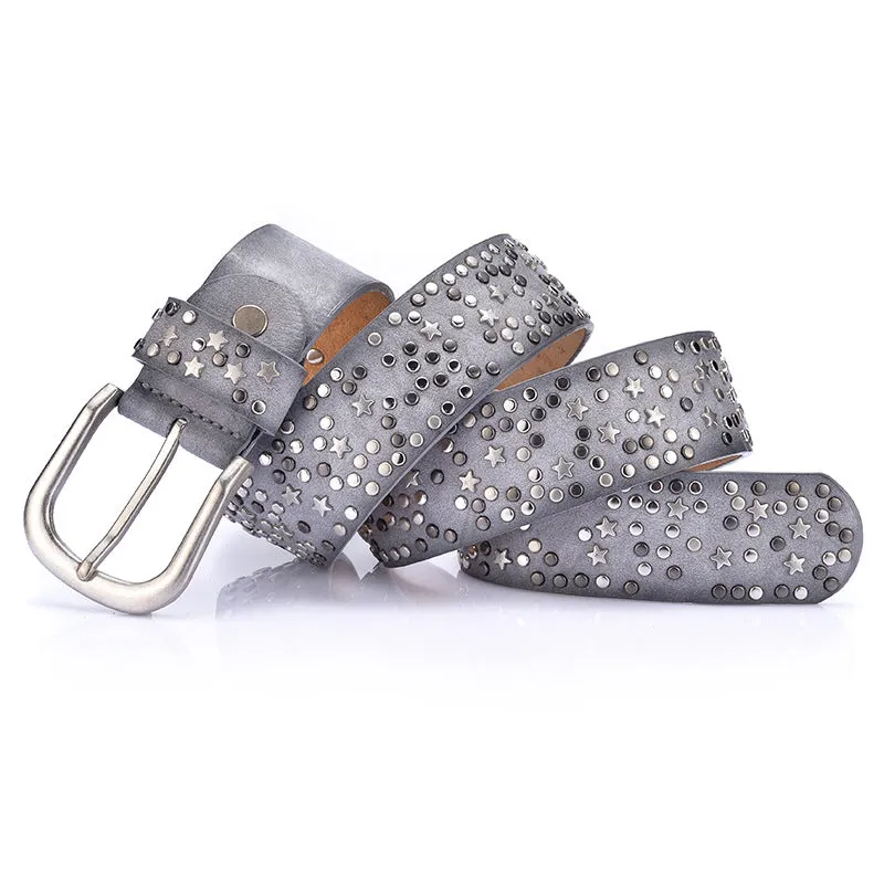 Fashion ladies riveted belt wide belt pants belt