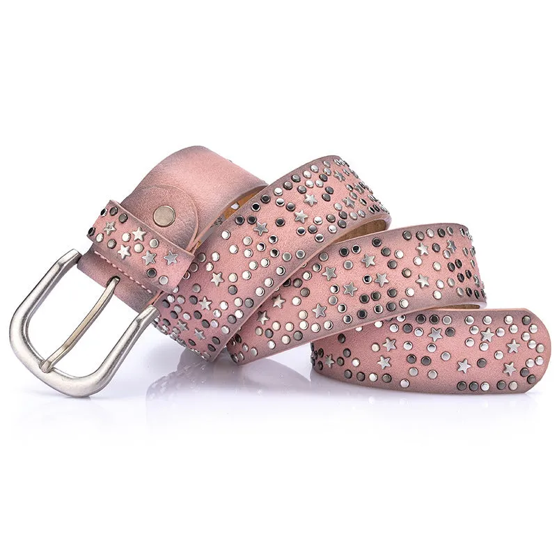 Fashion ladies riveted belt wide belt pants belt