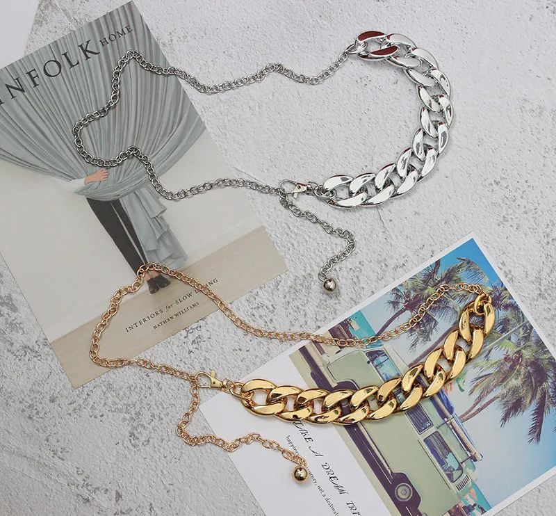 Fashion Punk Women Thick Chain Pants Chain Metal Waist Chain with Dress Shirt Belt Girdle