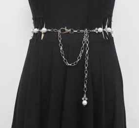 Fashion Women Metal Chain Rhinestone Double Waist Chain With Dress Accessories Belt Decoration Belt