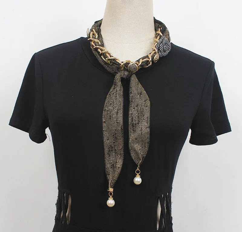 Fashion Women Rose Flower Belt Large Size Lengthened Waist Chain Premium Sense Accessories Silk Scarf Knotted Girdle