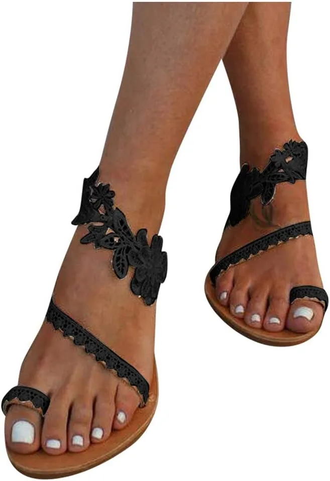 Flat Sandals for Women Dressy Summer Falt Gladiator Lace Beach Trendy Dressy Flat Sandals Fashion Sandals