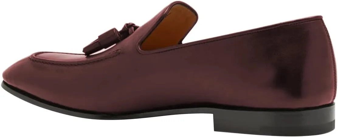 FSJ Men's Classic Leather Tassel Loafers Elegant Slip-On Dress Shoes with Soft Cushioned Insole Formal Casual Wear Shoes Size 4-16 US