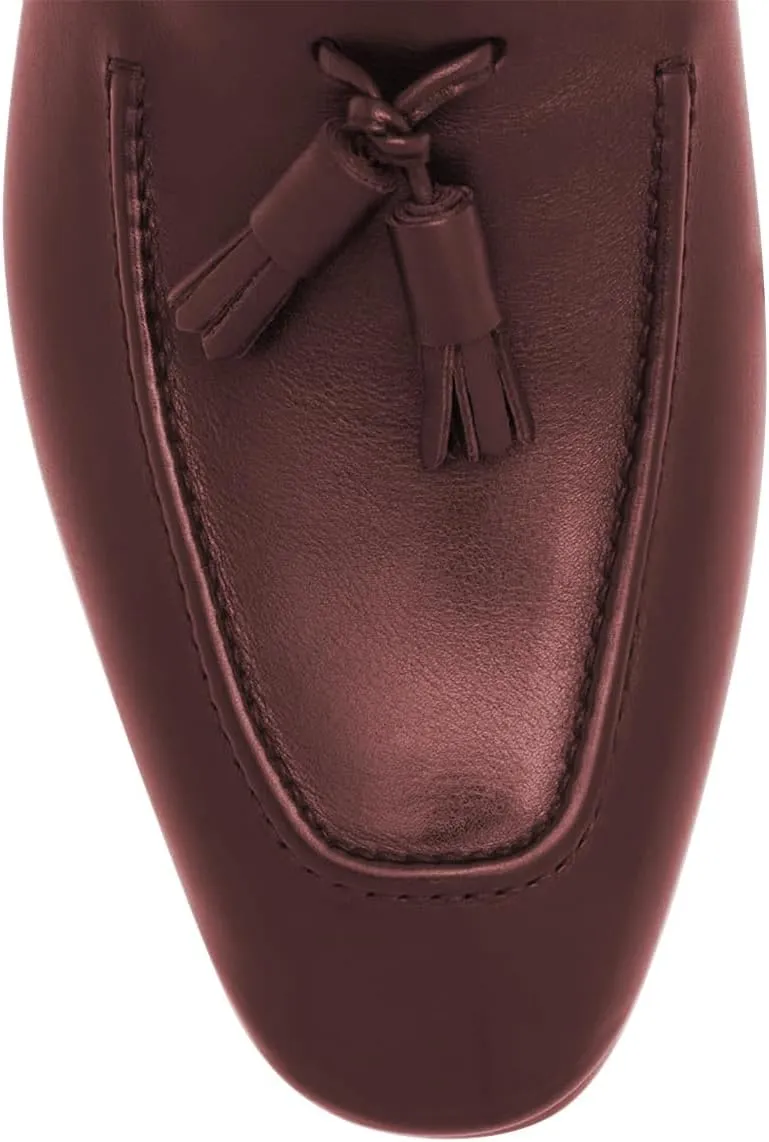 FSJ Men's Classic Leather Tassel Loafers Elegant Slip-On Dress Shoes with Soft Cushioned Insole Formal Casual Wear Shoes Size 4-16 US