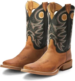 Justin Caddo 11" Western Boots for Men - Durable Premium Full-Grain Leather Square Toe Cowboy Boots Built with Full Double-Stitch Welt Construction