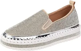 Ladmiple Sneakers For Women Running Shoes Comfortable Women’s Low Top Canvas Sneakers Slip On Platform Sneakers Casual Walking Shoes Dressy Summer Fashion Cute Comfortable Flats Loafers