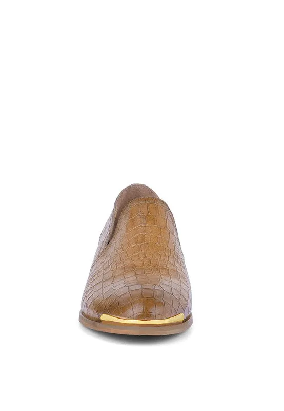 LILLIAM Metal Highlight Casual Leather Loafers