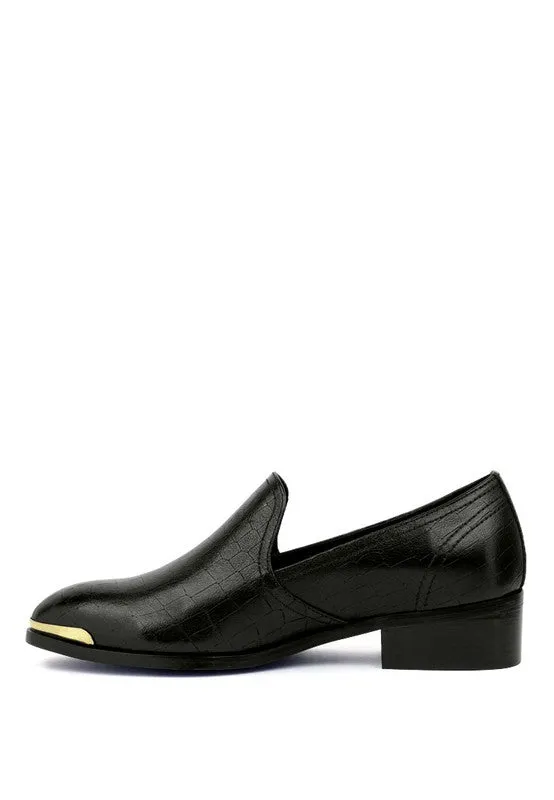 LILLIAM Metal Highlight Casual Leather Loafers