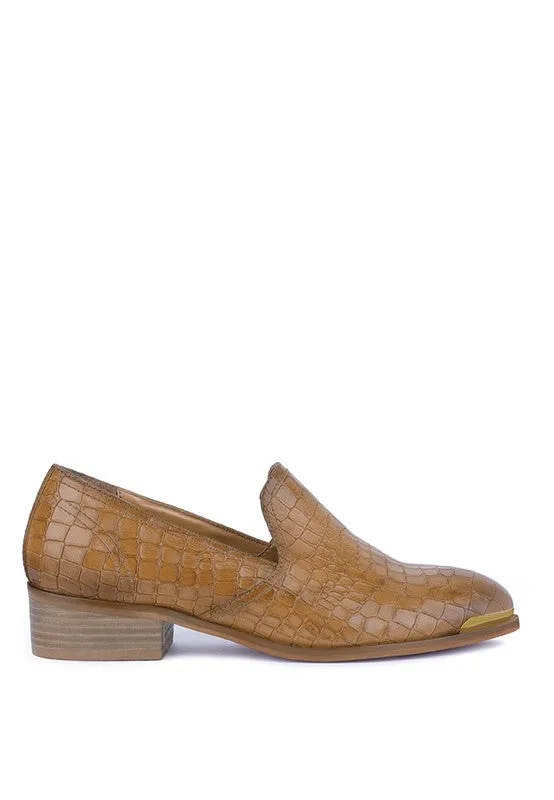 LILLIAM Metal Highlight Casual Leather Loafers