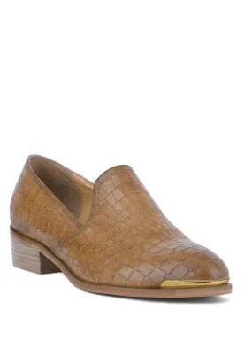 LILLIAM Metal Highlight Casual Leather Loafers