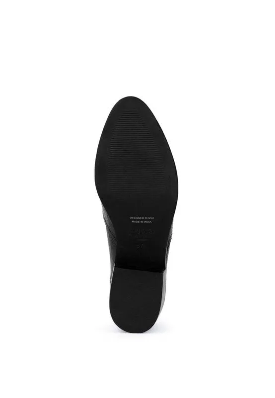 LILLIAM Metal Highlight Casual Leather Loafers