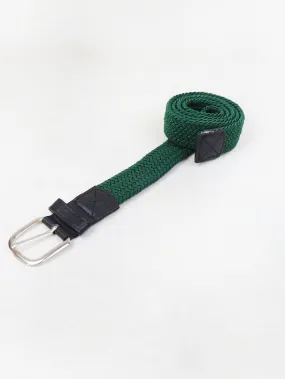 Men Canvas Elastic Fabric Woven Stretch Braided Belt Green 01