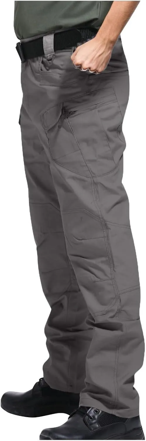 Men's Tactical Pants Water Resistant Relaxed Fit Hiking Work Pants Lightweight Rip Stop EDC Military Combat Trousers