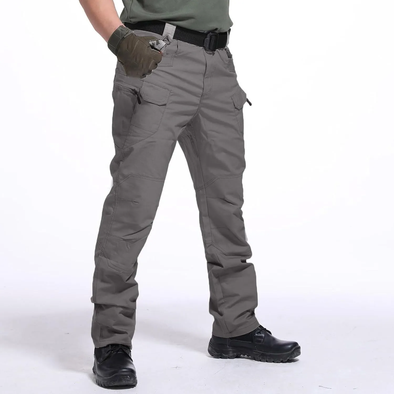 Men's Tactical Pants Water Resistant Relaxed Fit Hiking Work Pants Lightweight Rip Stop EDC Military Combat Trousers