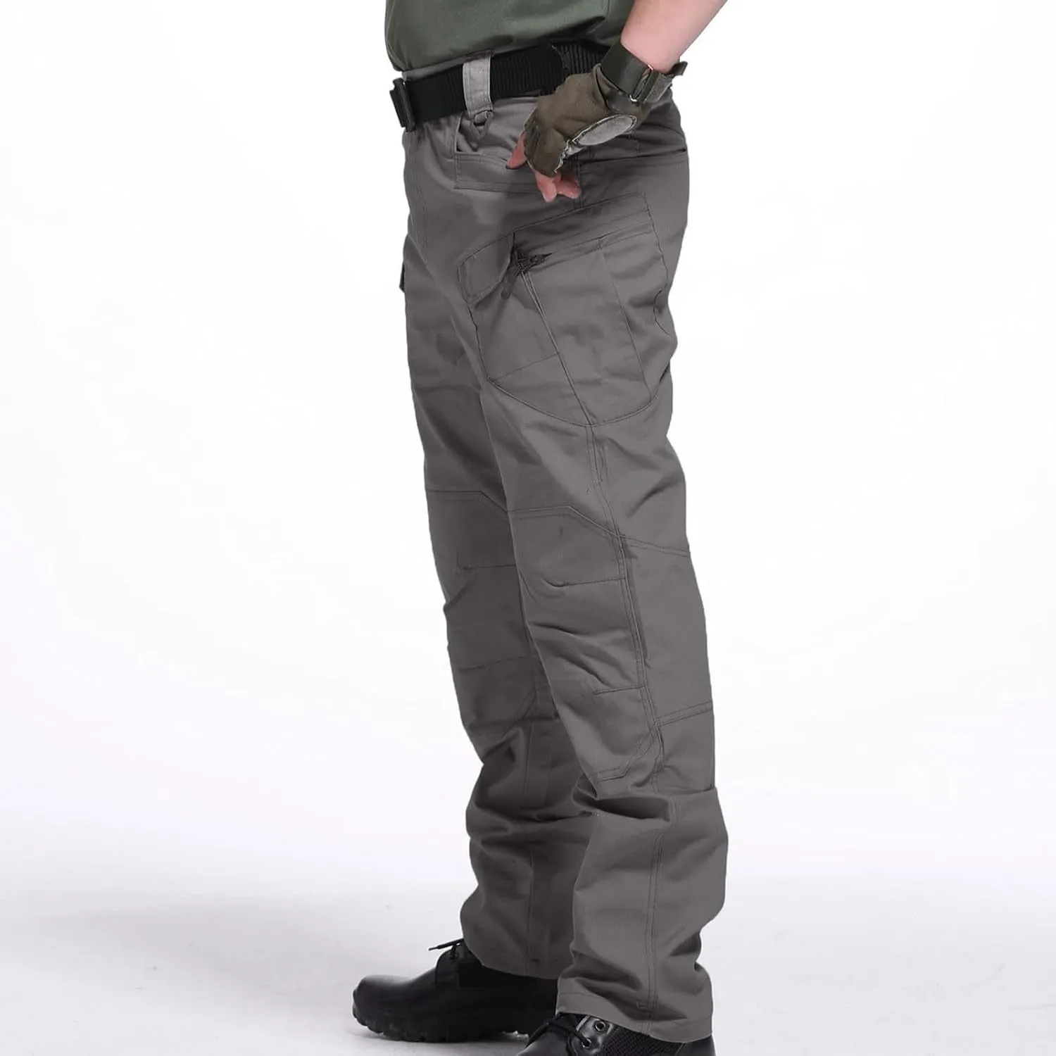 Men's Tactical Pants Water Resistant Relaxed Fit Hiking Work Pants Lightweight Rip Stop EDC Military Combat Trousers