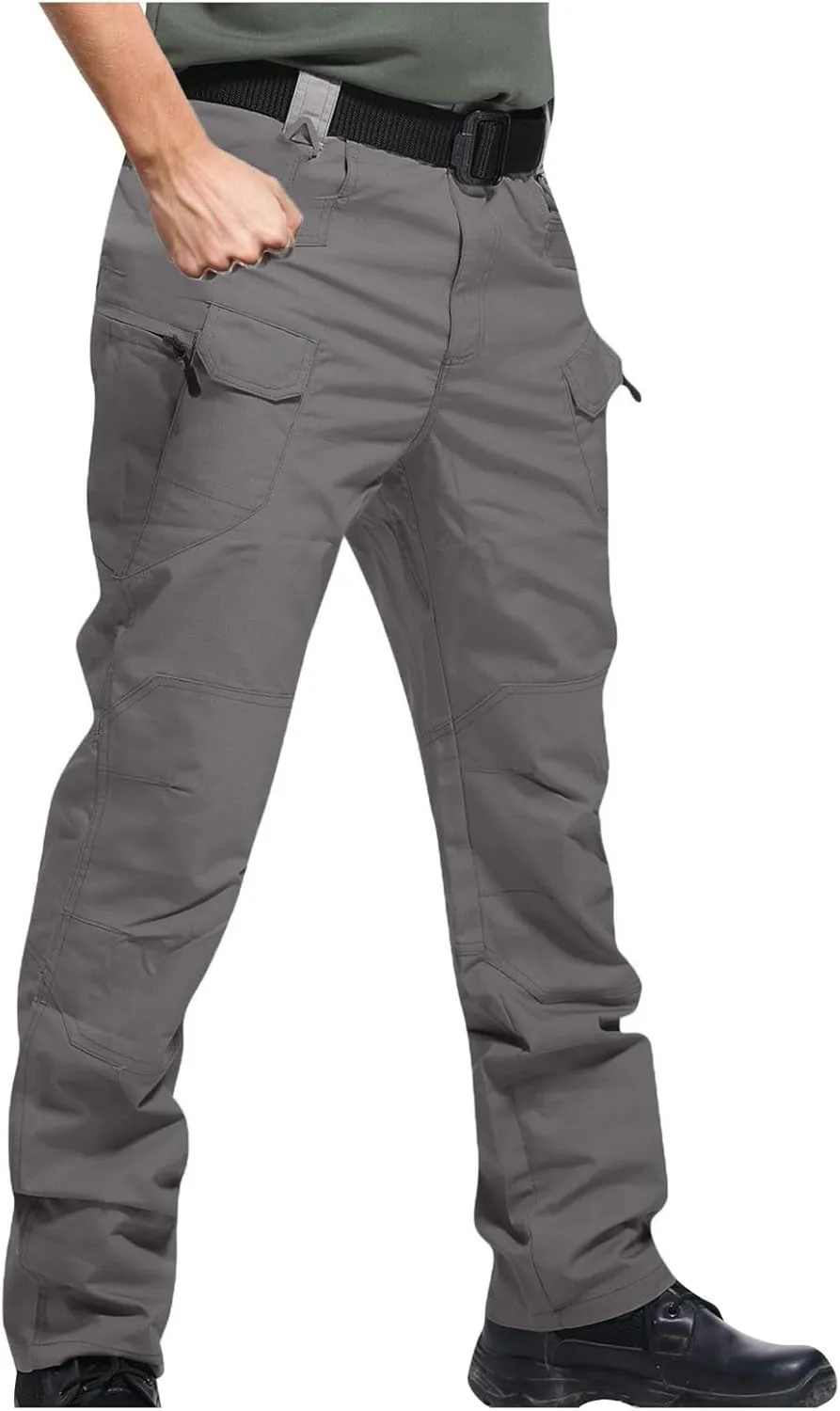 Men's Tactical Pants Water Resistant Relaxed Fit Hiking Work Pants Lightweight Rip Stop EDC Military Combat Trousers