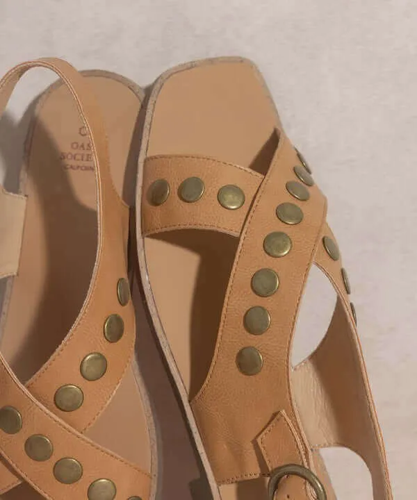 OASIS SOCIETY Kylie - Black Tan Studded Cross Band Summer Sandals
