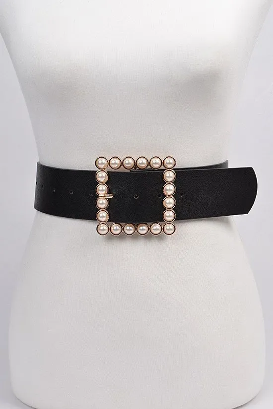 Oversized Square Multi Pearl Fashion Belt