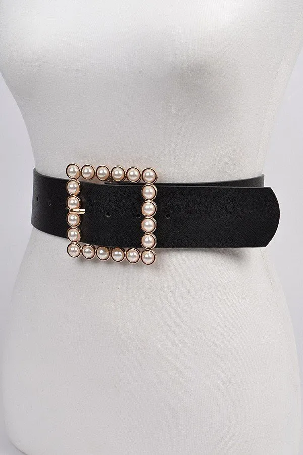 Oversized Square Multi Pearl Fashion Belt