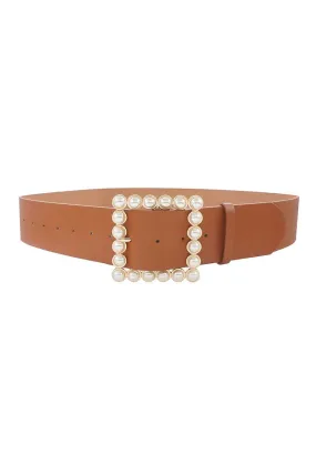 Oversized Square Multi Pearl Fashion Belt