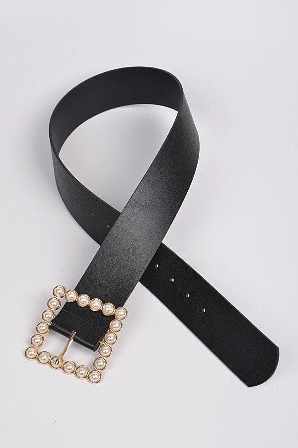 Oversized Square Multi Pearl Fashion Belt