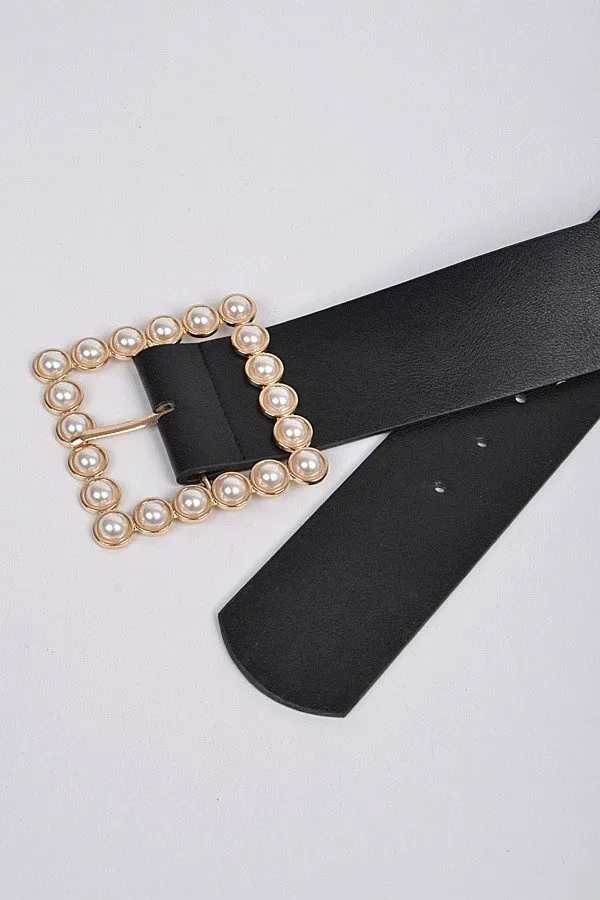 Oversized Square Multi Pearl Fashion Belt