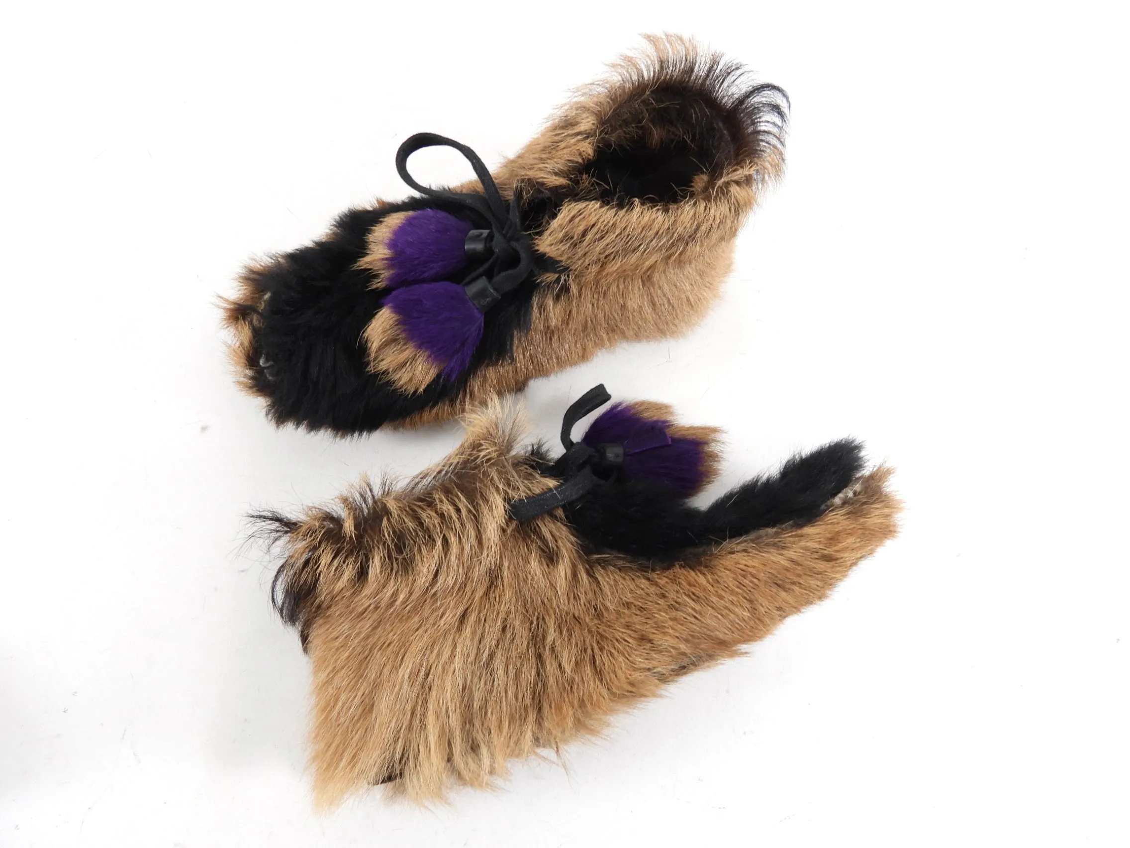 Prada Brown and Purple Flat Goat Fur Mocassin Boots - 38.5 / 8