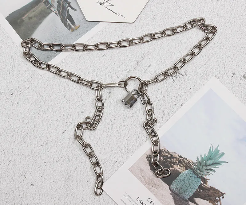 Punk fashion stage metal female lock chain belt belt belt all-match clothes waist chain